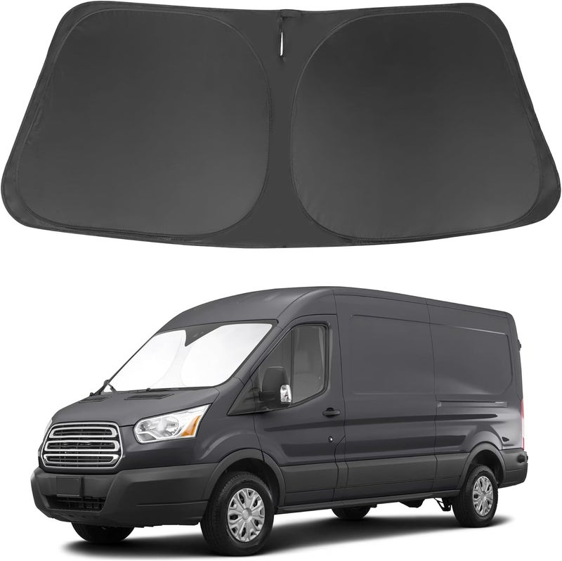 TINGLU Sun Shade for Ford Transit 2015-2024 2025 2026 Accessories Windshield Sun Shade Window Shade UV Rays Protection Sun Visor Cover with Steering Wheel Sunshade Storage Bag - Image 1